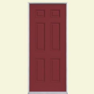 Masonite 30 in. x 80 in. 6 Panel Painted Steel Prehung Front Door with No Brickmold 22778