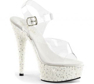 Womens Pleaser Pearlize 608 Ankle Strap   Clear/White
