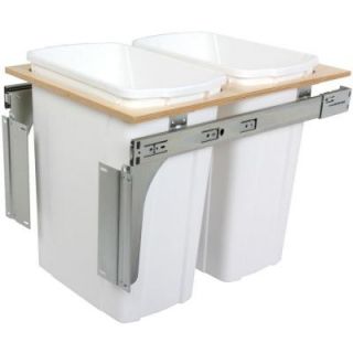 Knape & Vogt 18 in. H x 15 in. W x 23 in. D Steel In Cabinet 35 Qt. Double Top Mount Pull Out Trash Can PDMTM15 2 35WH
