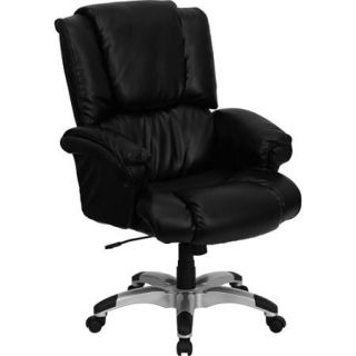 Flash Furniture Over Stuffed Leather Executive Office Chair with Arms, Black