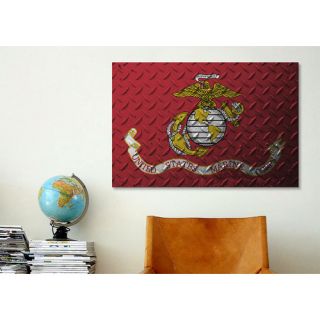 Flags U.S. Marine Metal Grunge Graphic Art on Canvas by iCanvas