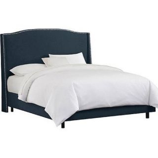 Skyline Furniture Navy Upholstered Wingback Bed with Nailheads, Multiple Sizes