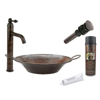 Premier Copper Products All in One Round Miners Pan Vessel Hammered Copper Bathroom Sink in Oil Rubbed Bronze BSP1_VR16MPDB