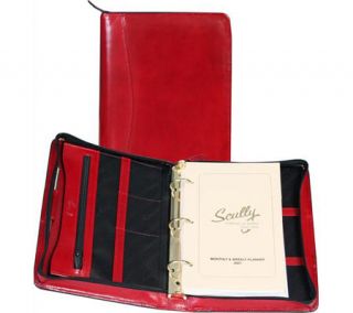 Scully Zip Weekly Planner Italian Leather 8053Z   Red/Black