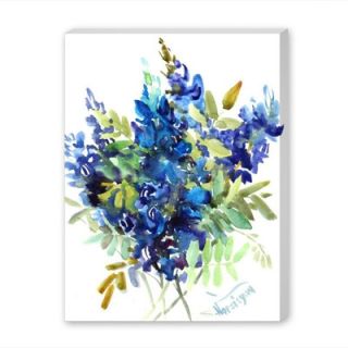 Blue Flowers Painting Print on Wrapped Canvas by Americanflat