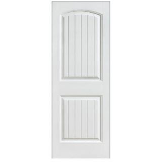 Masonite 28 in. x 80 in. Cheyenne Smooth 2 Panel Camber Top Plank Hollow Core Primed Composite Single Prehung Interior Door 95303