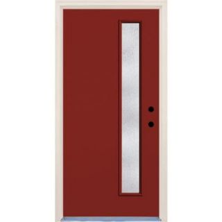Builders Choice 36 in. x 80 in. Cordovan 1 Lite Rain Glass Painted Fiberglass Prehung Front Door with Brickmould HDX163221