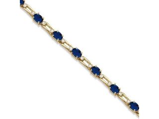 Diamond and Oval Blue Sapphire Link Bracelet 14k Yellow Gold (7.50ctw)