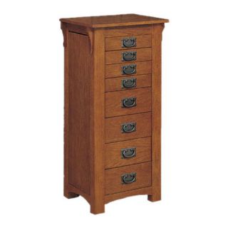 Powell Mission Oak Jewelry Armoire with Mirror