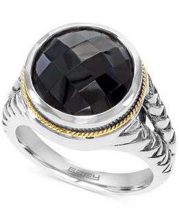 EFFY Onyx (5 7/8 ct. t.w.) Braid Ring in Sterling Silver and 18k Gold