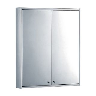 Whitehaus Collection 23.63 in x 27.5 in Rectangle Surface Mirrored Aluminum Medicine Cabinet