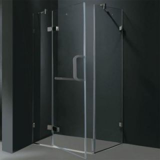 Vigo Monteray 34.125 in. x 73.375 in. Frameless Pivot Shower Enclosure in Brushed Nickel with Clear Glass VG6011BNCL363