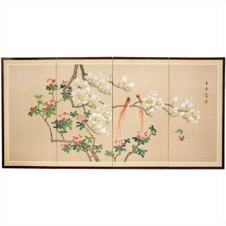 Oriental Furniture 36 " Love Birds with Hand Painted   SILK LOVEB 36x72
