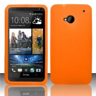 Insten Orange Silicone Soft Skin Case Cover For HTC One M7