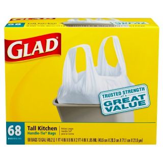 Tall Kitchen Handle Tie Trash Bags 13 gal 68 ct