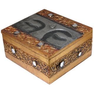 Handmade Goldtone/ Silvertone Buddha Eyes 6 inch Wooden Box