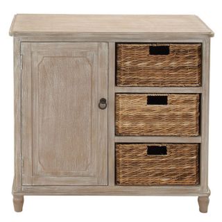 Wooden Brown 32 inch 3 basket Storage Cabinet