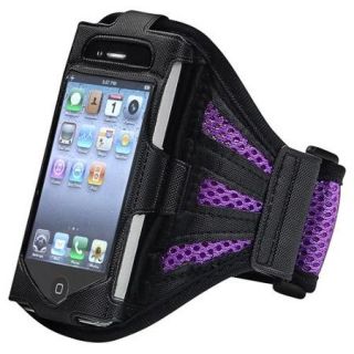 Insten Sports Running ArmBand Case Skin Phone Holder For iPhone 4S 4 3GS 3G , Black / Purple