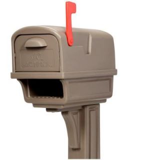 Rubbermaid Gentry All in One Plastic Mailbox and Post Combo, Mocha GC1M0000