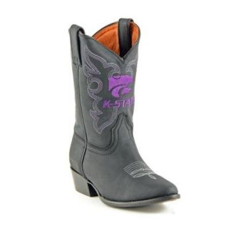 Gameday NEW Boys Black Leather Kansas State Embroidered Cowboy Boots (Size 2)