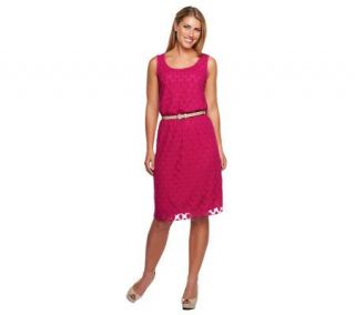 Kelly by Clinton Kelly Dot Lace Dress with Detachable Belt —