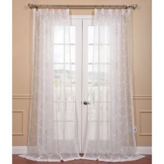 EFF Florentina Silver Embroidered Sheer Curtain Panel