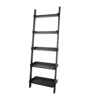 Tier Solid Wood Leaning Bookcase   Black
