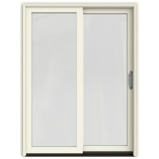 JELD WEN W 2500 59.25 in 1 Lite Glass French Vanilla Wood Sliding Patio Door with Screen