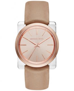 Michael Kors Womens Kempton Peanut Leather Strap Watch 39mm MK2486