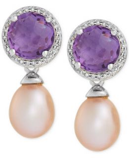Pink Cultured Freshwater Pearl (8mm), Amethyst (3 1/5 ct. t.w.) and