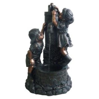 Pure Garden 28 in. Boy and Girl Outdoor Fountain 50 0002