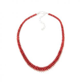 Jay King Graduated Red Coral Bead 18" Sterling Silver Necklace   8006594