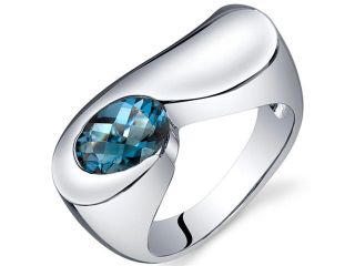 Artistic 1.50 carats London Blue Topaz Ring in Sterling Silver Size  7, Available in Sizes 5 thru 9