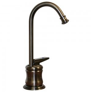Whitehaus WHFH3 C55 P Point of use drinking water faucet with gooseneck spout and self closing handle   Pewter