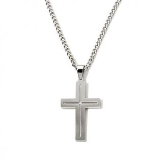Men's Stainless Steel Diamond Accent Cross Pendant with 24" Chain   7729338
