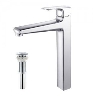 Kraus KEF 15500 PU10CH Bathroom Faucet, Virtus Single Lever Vessel Faucet w/ Pop Up Drain   Chrome