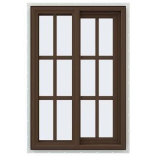 JELD WEN 23.5 in. x 35.5 in. V 4500 Series Right Hand Sliding Vinyl Window with Grids   Brown THDJW140400482