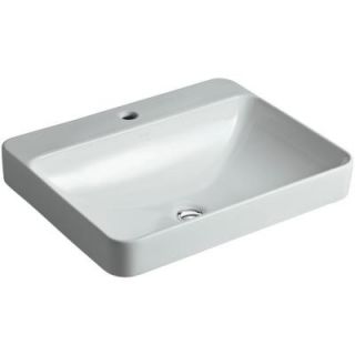 KOHLER Vox Rectangle Above Counter Vitreous China Vessel Sink in Ice Grey with Overflow Drain K 2660 1 95