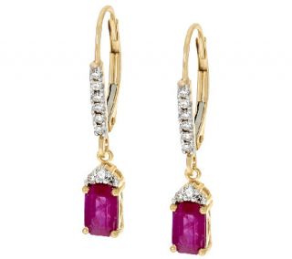 Emerald Cut Gemstone & Diamond Drop Earrings, 14K —