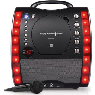 Singing Machine SML343BK Portable Plug and Play CD+G Karaoke System with Microphone and Disco Lights