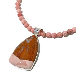 Jay King Olivio Yellow Stone and Pink Opal Sterling Silver Pendant with 18" Nec   8044329