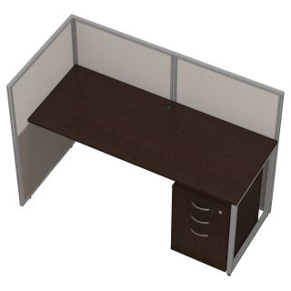 Bush Business Furniture Easy Office Straight Desk with 3 Drawer Mobile