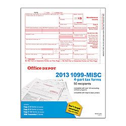 Brand 4 Part 1099 MISC Tax Forms 8 12 x 11  White Pack Of 50