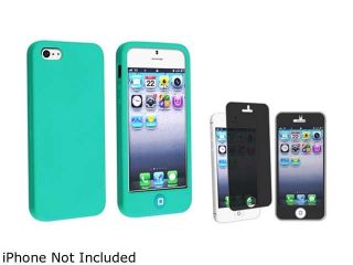 Insten Green Silicone Skin with Home Button Case + Privacy LCD Filter for Apple iPhone 5 814863