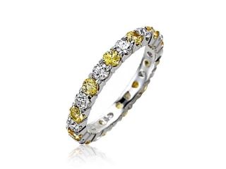 Bling Jewelry Simulated Citrine and Clear CZ Stackable Eternity Band Ring 925 Sterling Silver