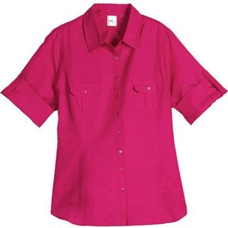 Just My Size   Women's Plus Woven Camp Shirt