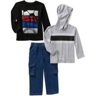 Garanimals Baby Toddler Boy Hoodie Tee, Graphic Tee & Cargo Pants Outfit Set