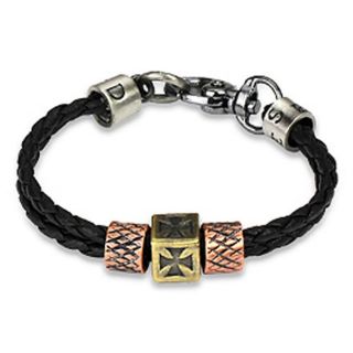 Braided Leather Celtic Cross Charm Bracelet  ™ Shopping