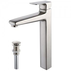 Kraus KEF 15500 PU15BN Bathroom Faucet, Virtus Single Lever Vessel Faucet w/ Pop Up Drain   Brushed Nickel