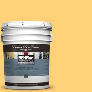 BEHR Premium Plus Ultra 5 gal. #P260 5 Yellow Jubilee Satin Enamel Exterior Paint 985405